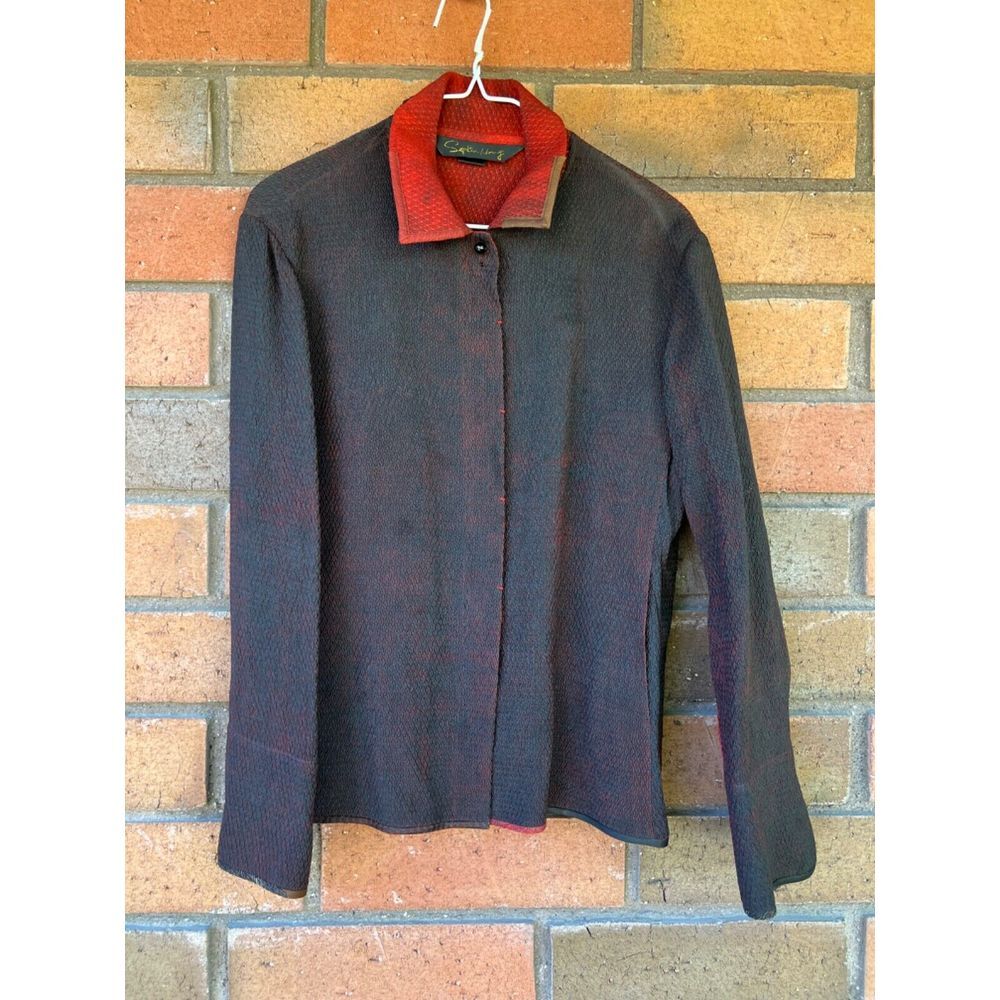 Sophie‎ Hong Silk Shirt Jacket Crinkle Hand Dyed Wearable Art | EU 40 Small